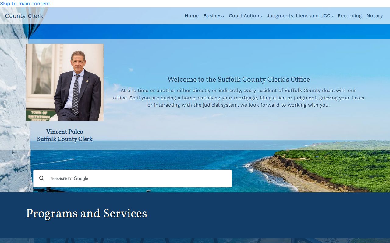 Southampton residents directory Suffolk County Clerk record programs